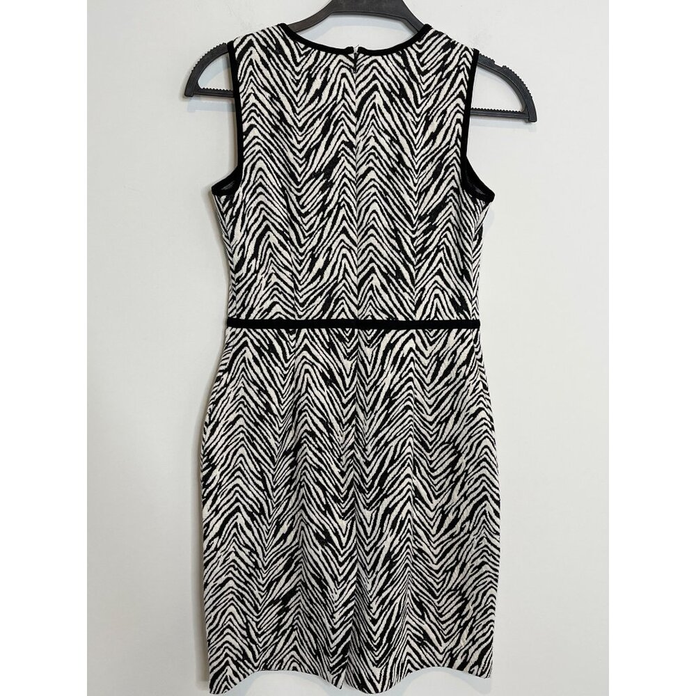 Ann Taylor Zebra Print Sheath Dress Petite 2P Black White Sleeveless Work - Picture 2 of 12